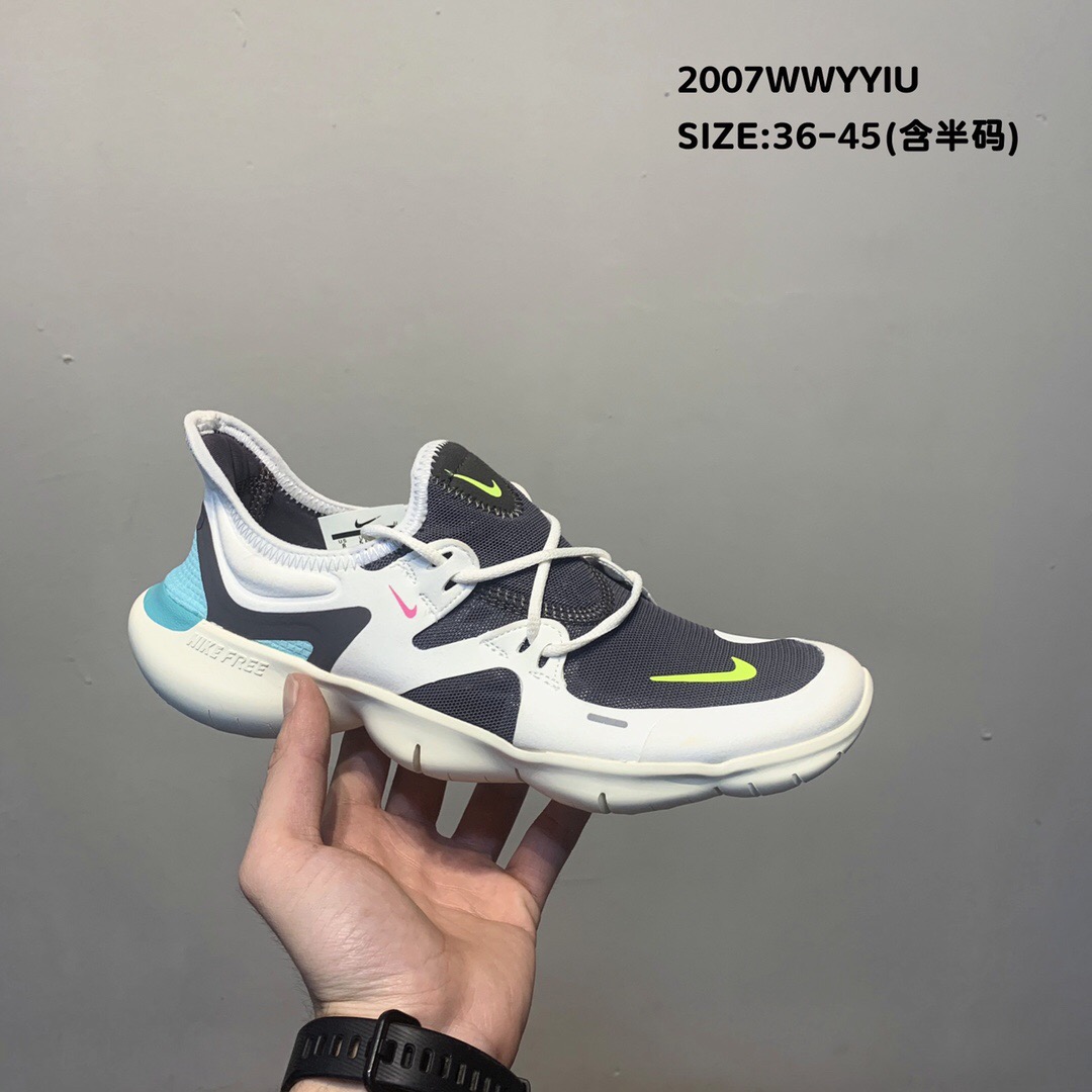 Nike Free Rn 5.0 2019 Black White Yellow Blue Shoes For Women